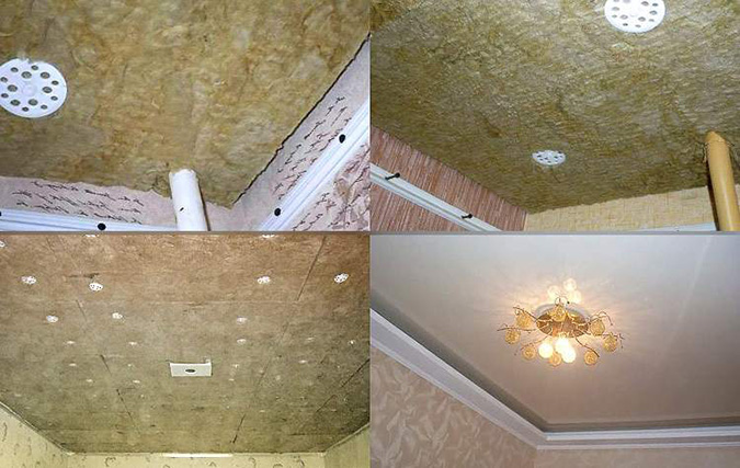 Звукоизоляция до и после установки потолка